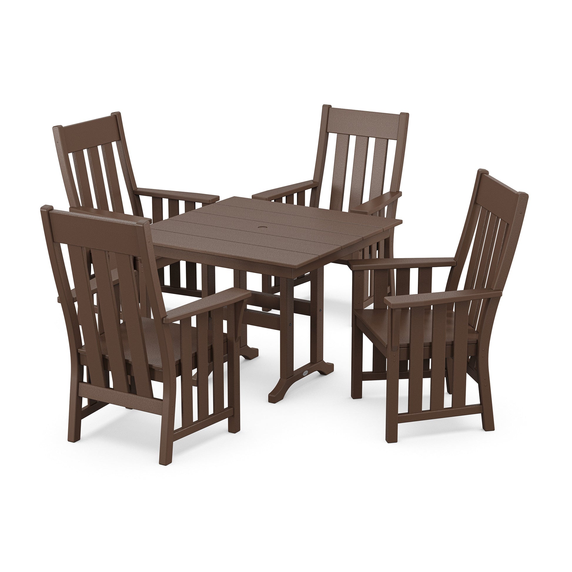 POLYWOOD Acadia 5-Piece Farmhouse Dining Set — Mahogany