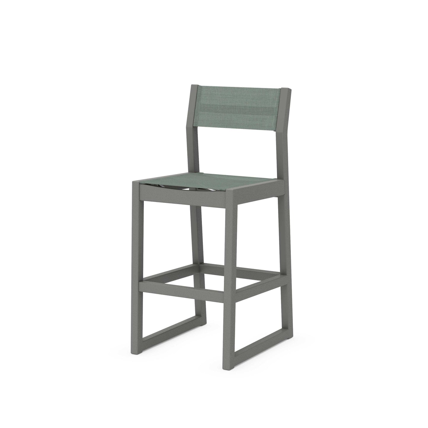 POLYWOOD EDGE Sling Bar Side Chair — Slate Grey / Dupioni Sea Mist Sling