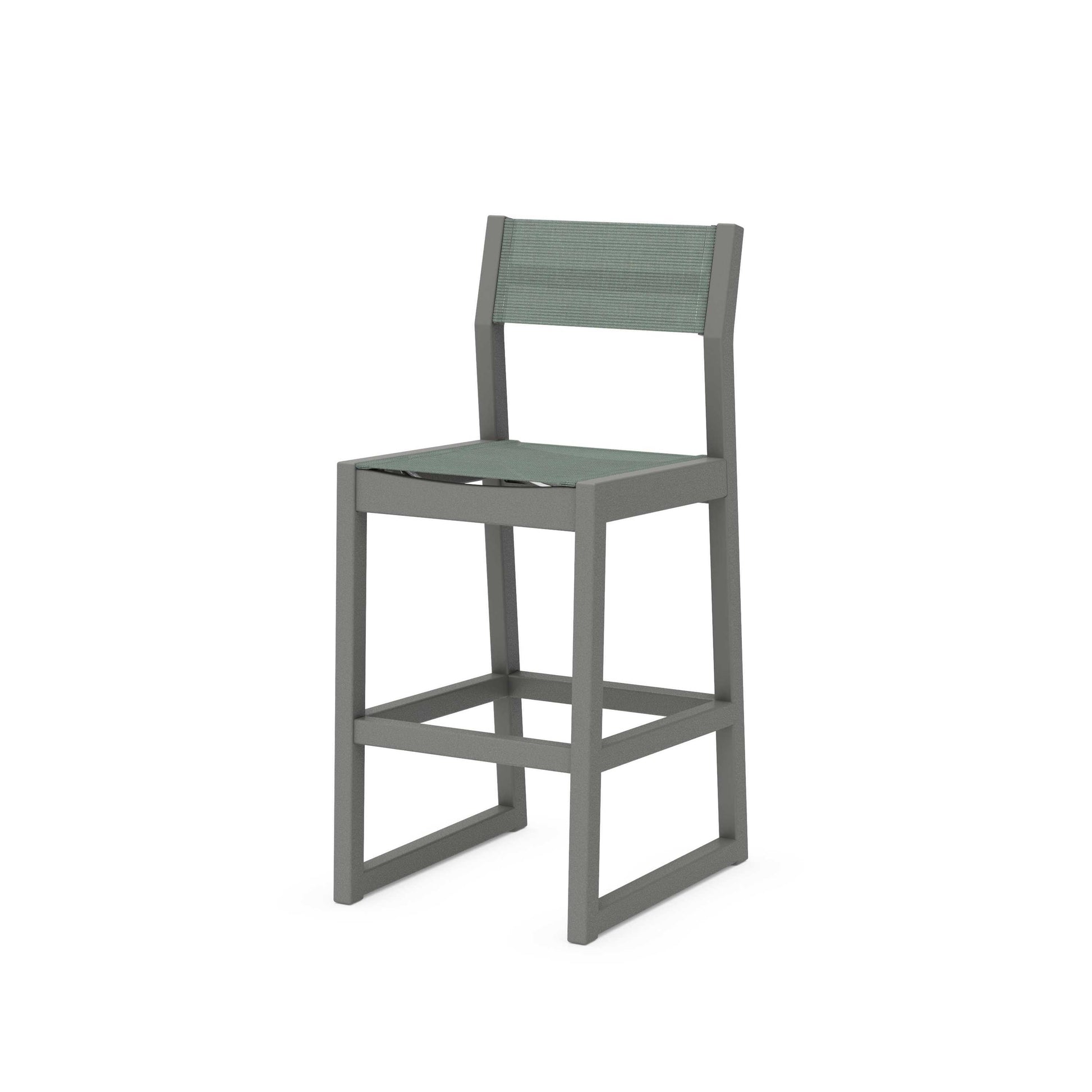 POLYWOOD EDGE Sling Bar Side Chair — Slate Grey / Dupioni Sea Mist Sling