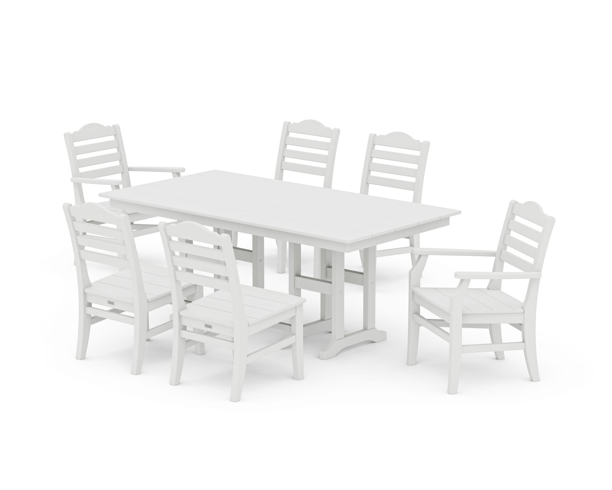 POLYWOOD Savannah 7-Piece Farmhouse Dining Set — Vintage White