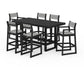 POLYWOOD EDGE Sling 7-Piece Bar Table Set — Black / Metallic Sling