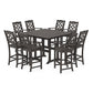 POLYWOOD Chinoiserie 9-Piece Square Farmhouse Bar Set with Trestle Legs — Vintage Coffee