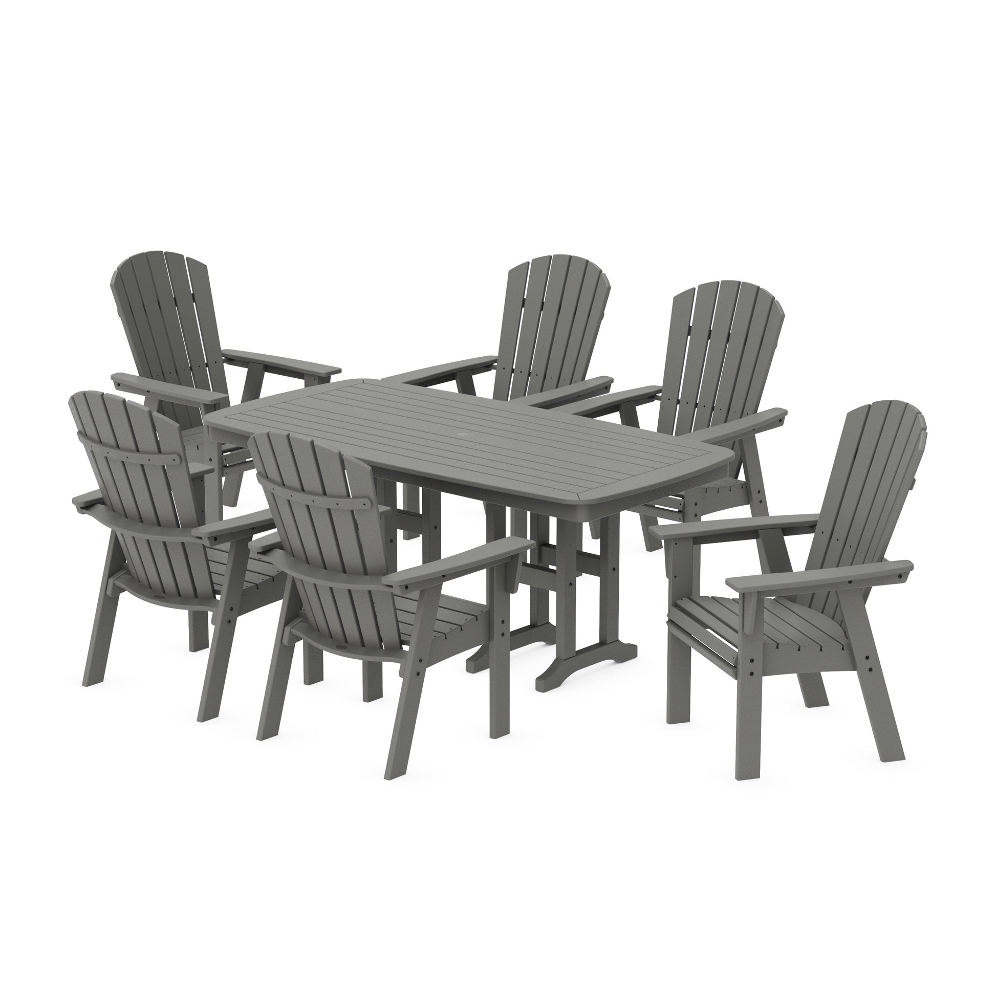POLYWOOD Nautical Curveback Adirondack 7-Piece Dining Set — Slate Grey
