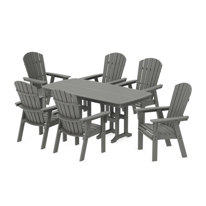 POLYWOOD Nautical Curveback Adirondack 7-Piece Dining Set — Slate Grey