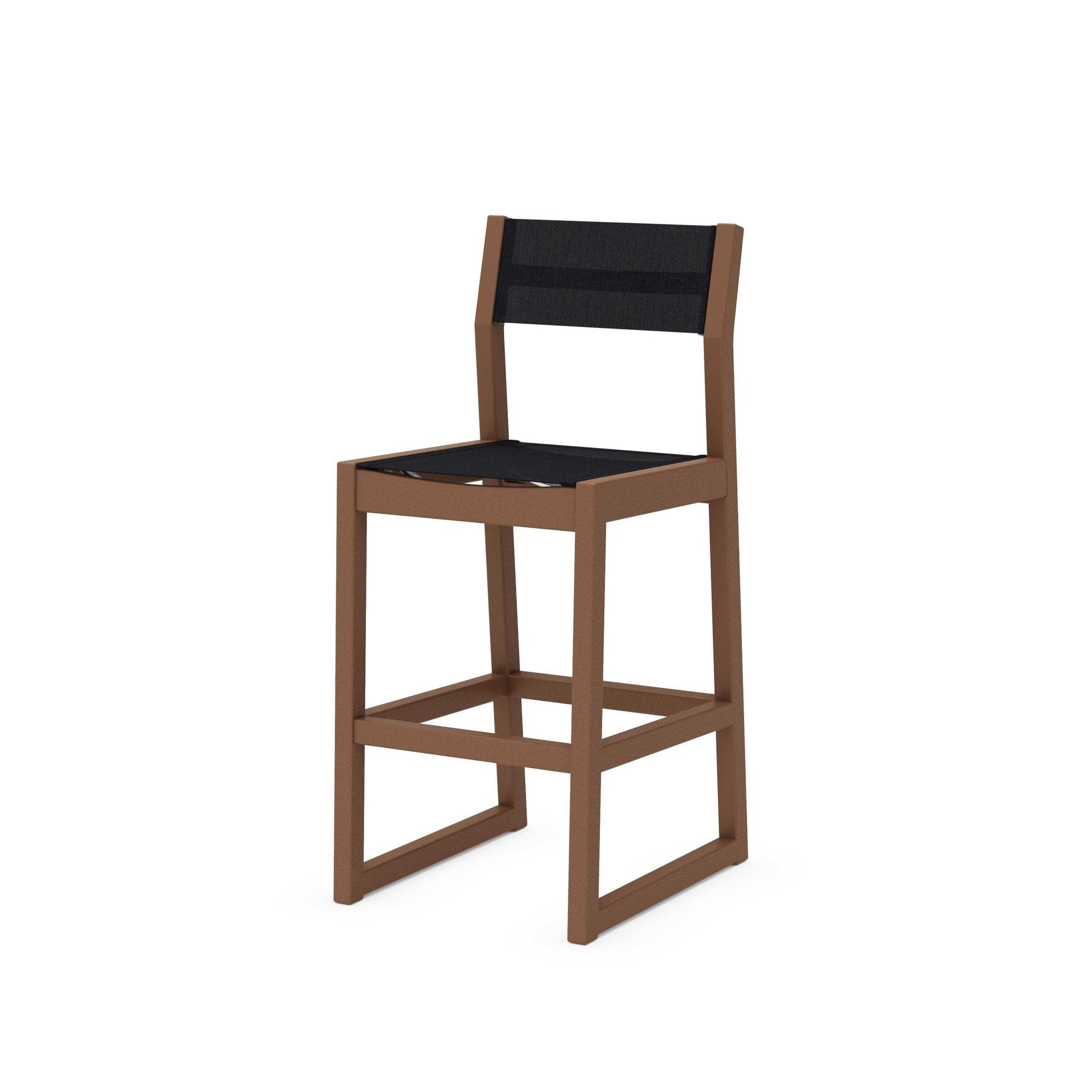 POLYWOOD EDGE Sling Bar Side Chair — Teak / Black Sling