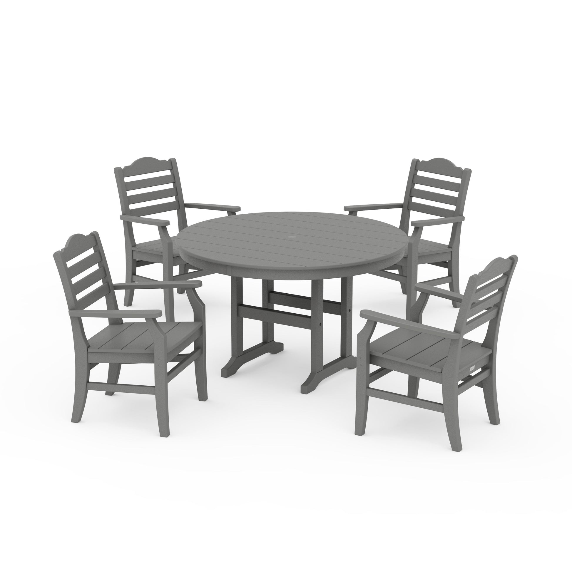 POLYWOOD Savannah 5-Piece Round Farmhouse Dining Set — Slate Grey