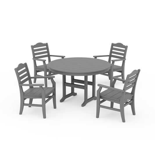 POLYWOOD Savannah 5-Piece Round Farmhouse Dining Set — Slate Grey