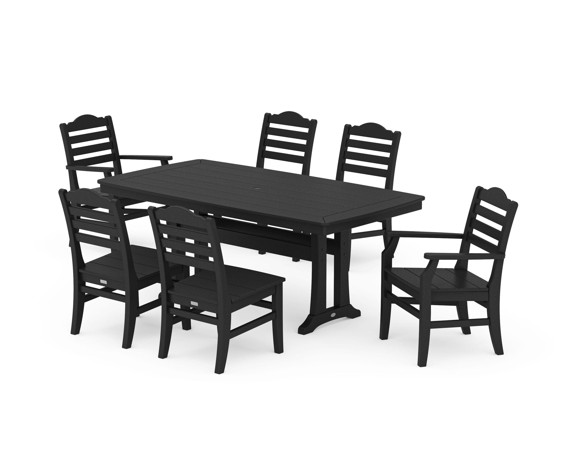 POLYWOOD Savannah 7-Piece Dining Set with Trestle Legs — Black