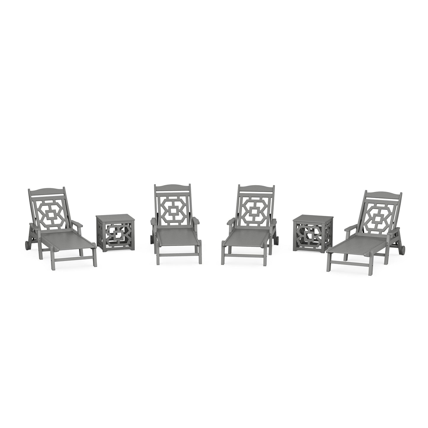 POLYWOOD Chinoiserie 6-Piece Chaise Set — Slate Grey
