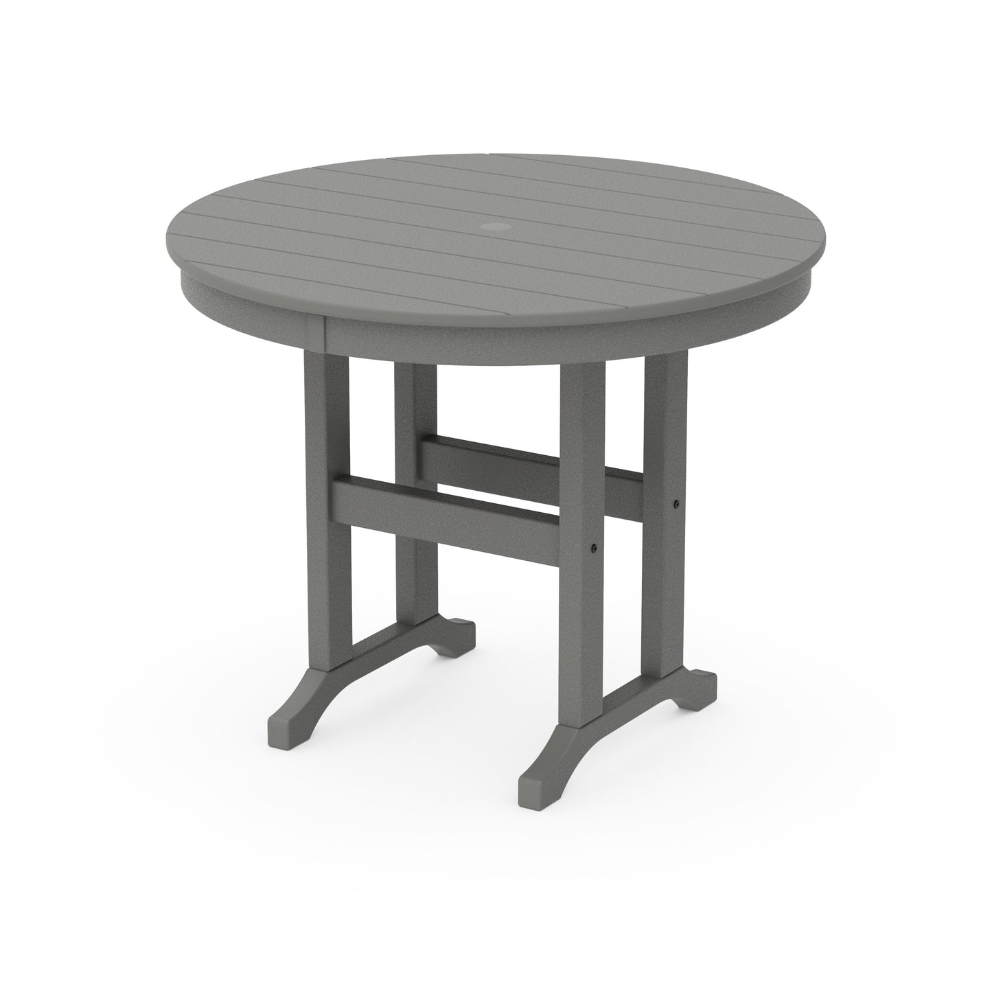 POLYWOOD 36" Round Farmhouse Dining Table — Slate Grey