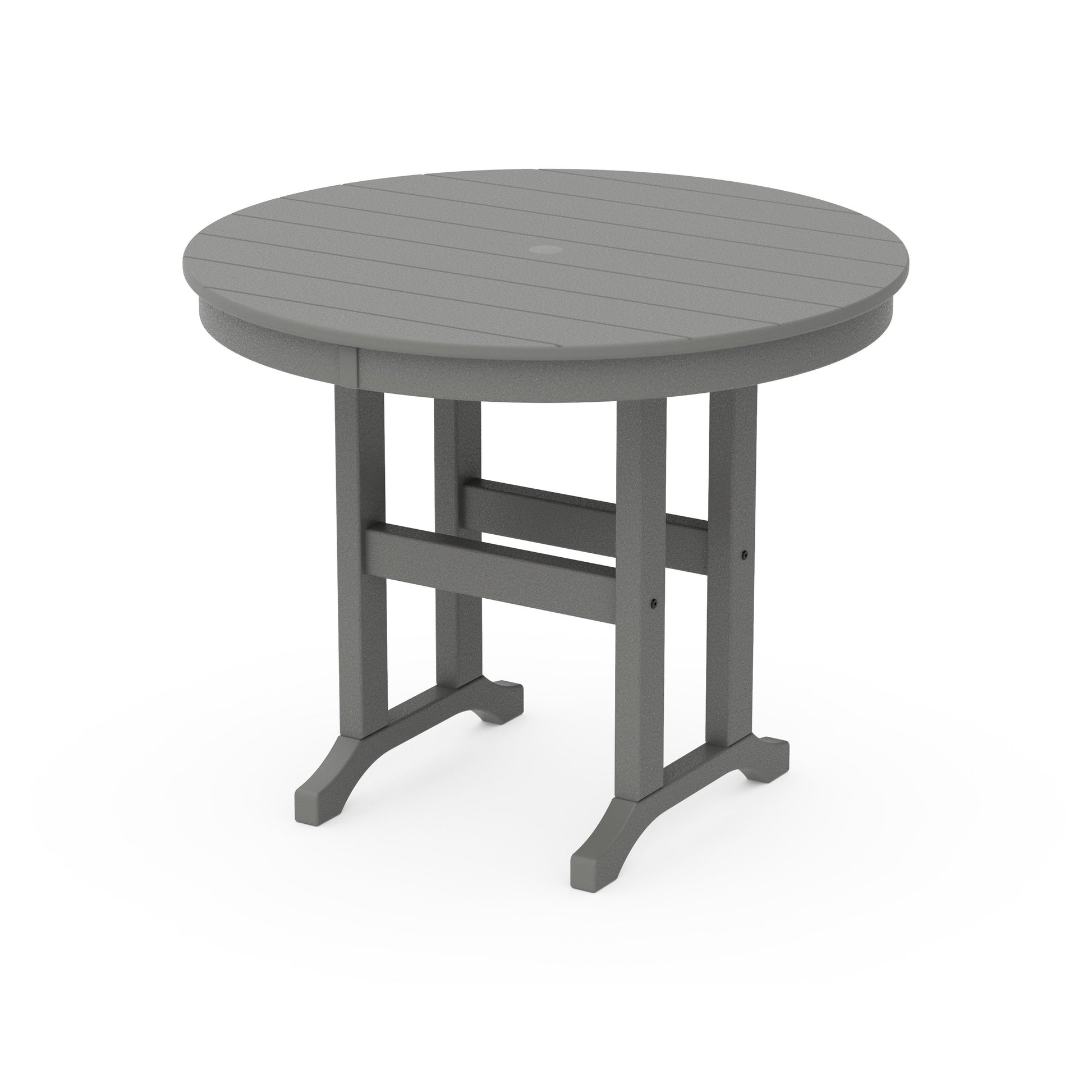 POLYWOOD 36" Round Farmhouse Dining Table — Slate Grey