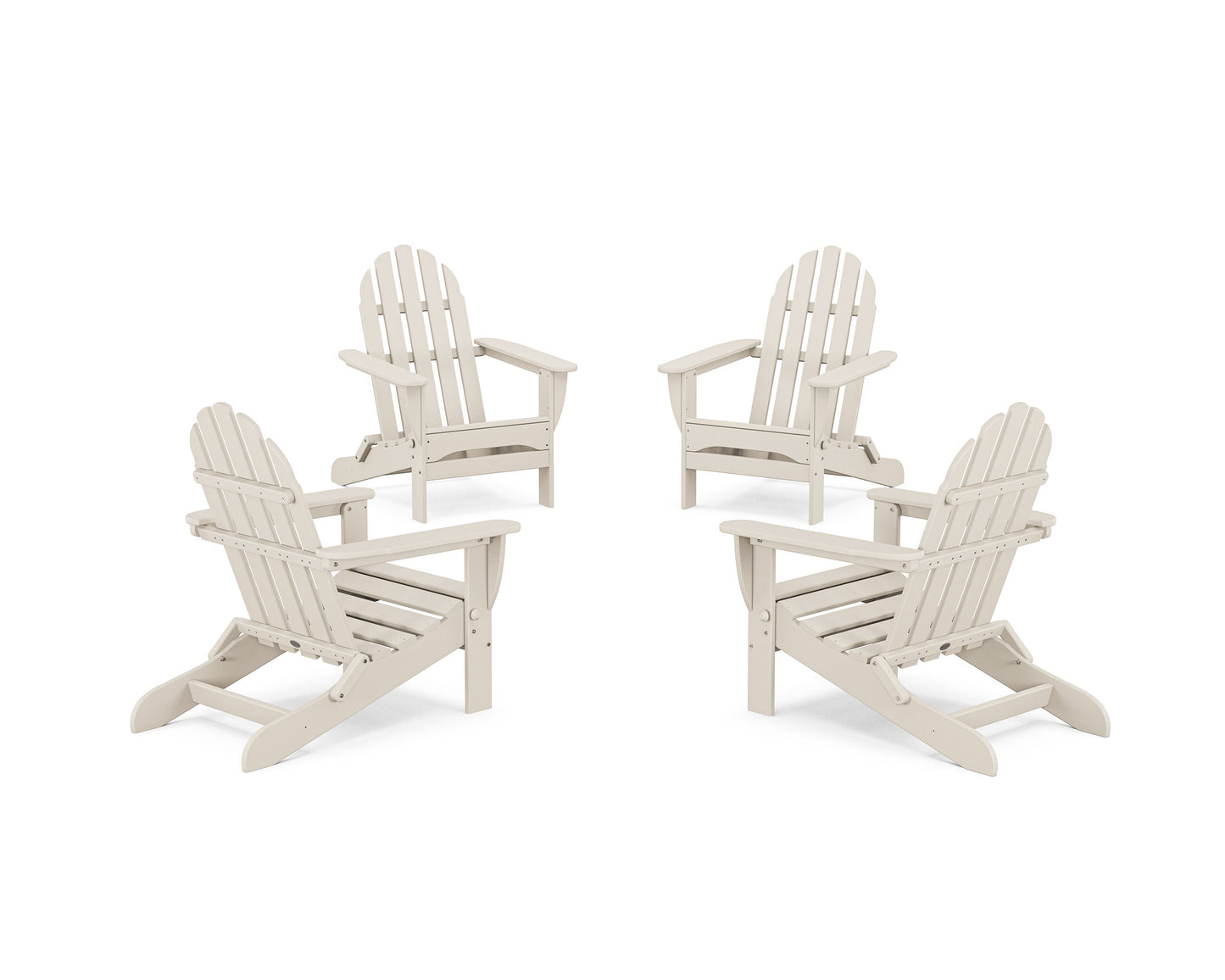 POLYWOOD 4-Piece Classic Folding Adirondack Conversation Set — Sand