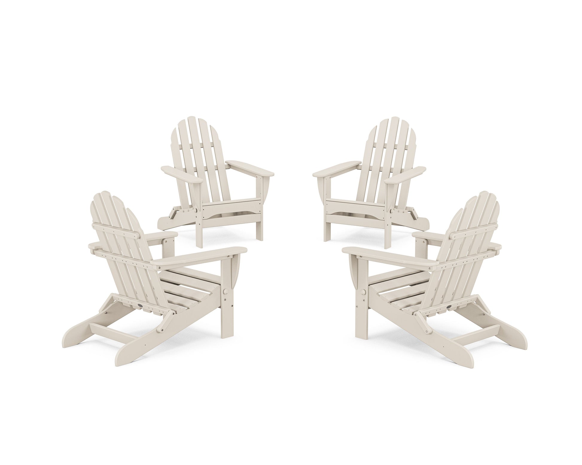 POLYWOOD 4-Piece Classic Folding Adirondack Conversation Set — Sand