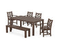 POLYWOOD Chippendale 6-Piece Parsons Dining Set with Bench — Mahogany