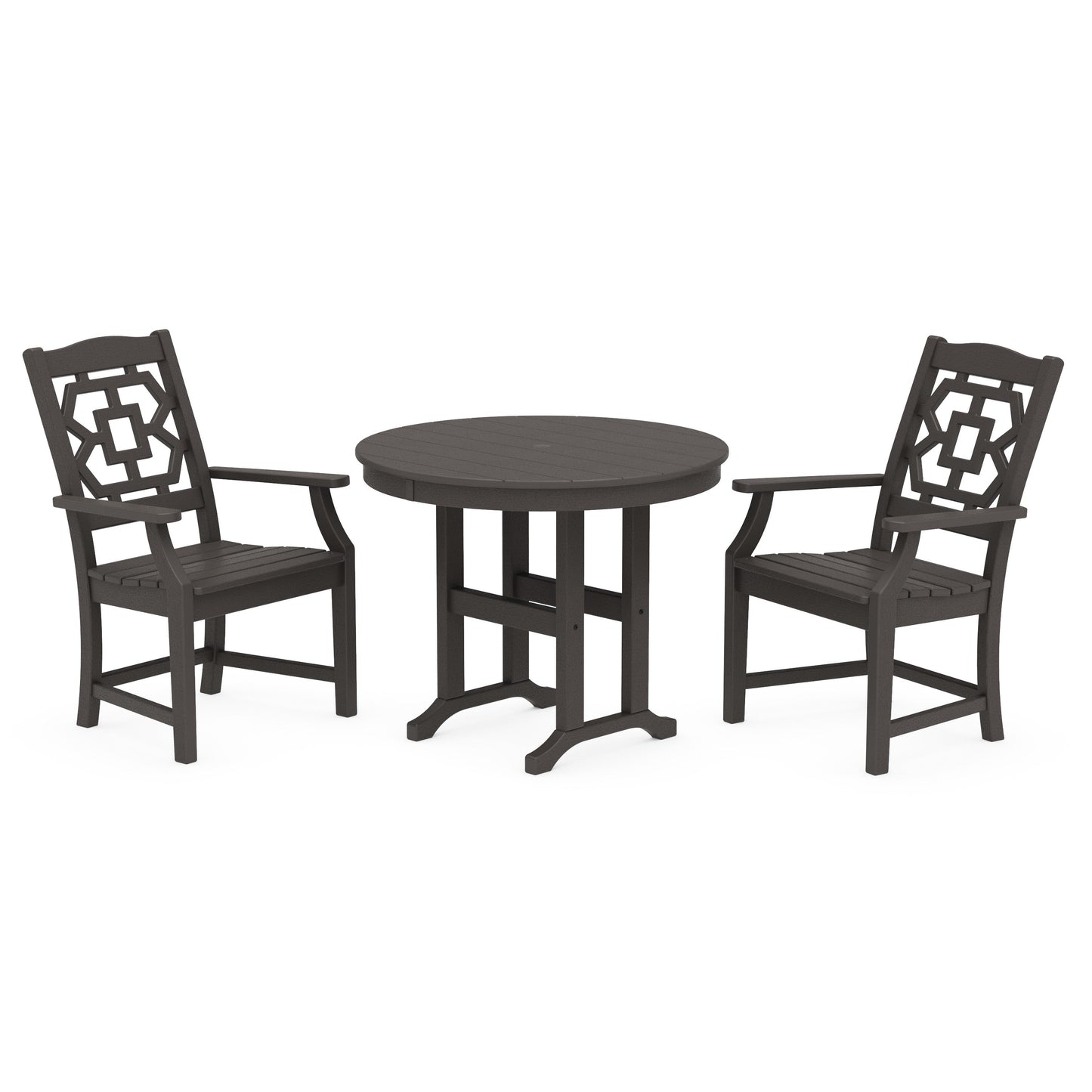 POLYWOOD Chinoiserie 3-Piece Farmhouse Dining Set — Vintage Coffee