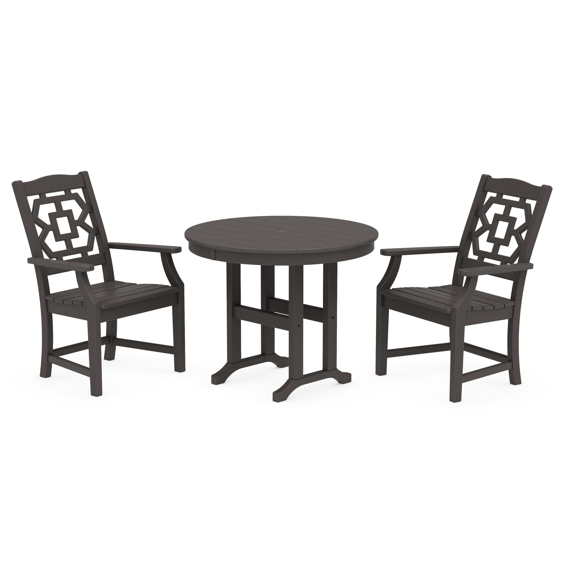 POLYWOOD Chinoiserie 3-Piece Farmhouse Dining Set — Vintage Coffee