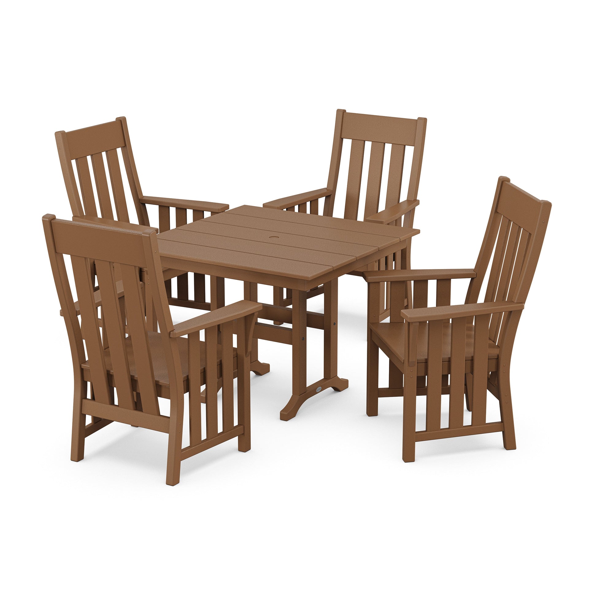 POLYWOOD Acadia 5-Piece Farmhouse Dining Set — Teak