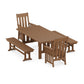 POLYWOOD Acadia 5-Piece Dining Set with Benches — Teak