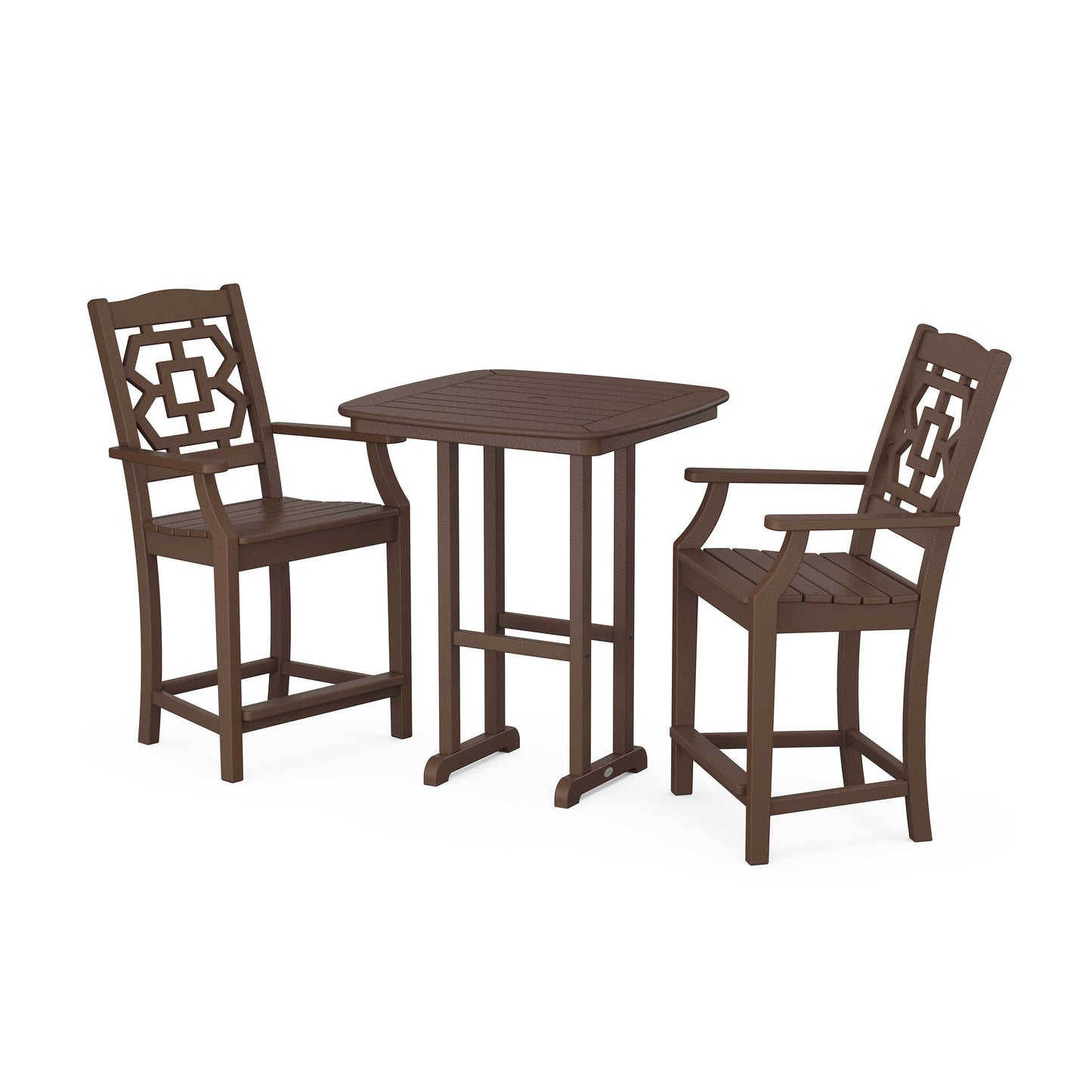 POLYWOOD Chinoiserie 3-Piece Counter Set — Mahogany