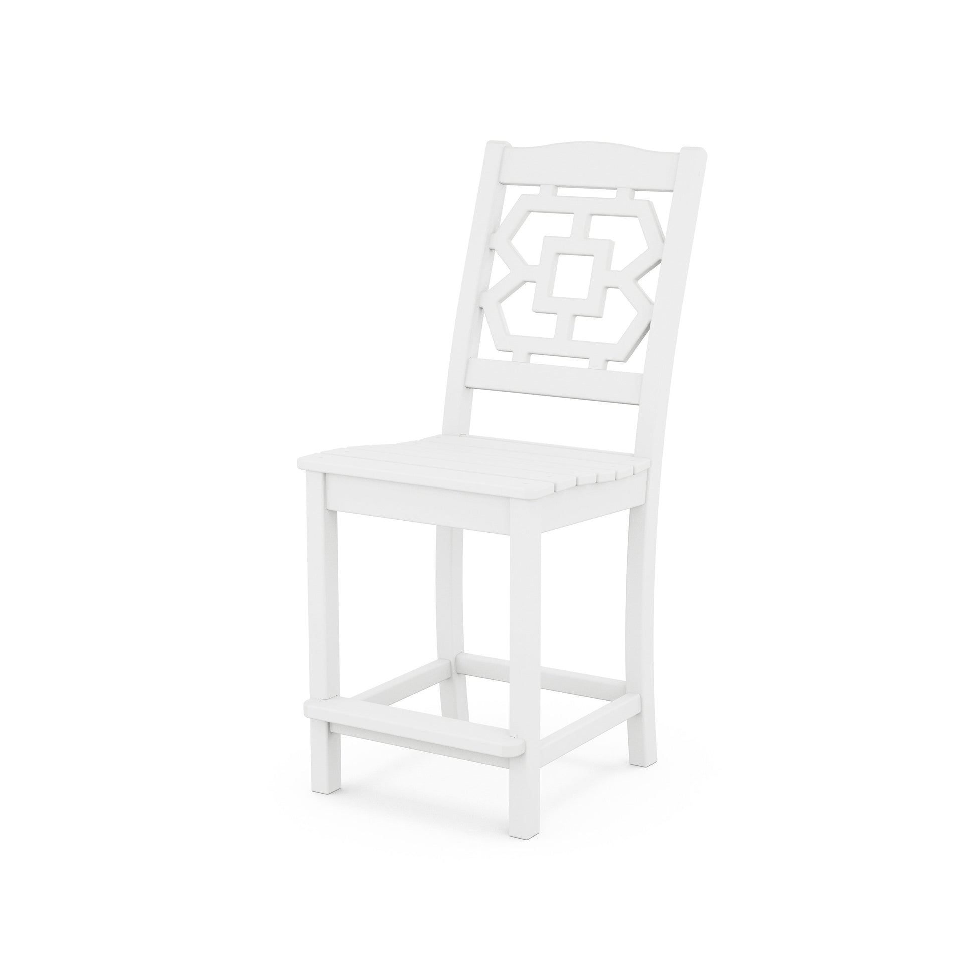 POLYWOOD Chinoiserie Counter Side Chair — White
