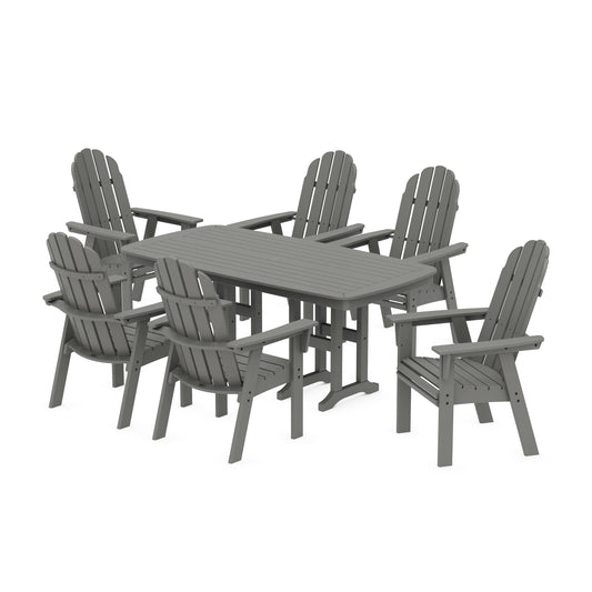 POLYWOOD Vineyard Curveback Adirondack Chair 7-Piece Dining Set — Slate Grey