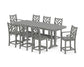 POLYWOOD Chippendale 9-Piece Counter Set with Trestle Legs — Slate Grey