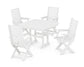 POLYWOOD Captain Folding Chair 5-Piece Dining Set with Trestle Legs — White