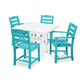POLYWOOD La Casa Café 5-Piece Farmhouse Dining Set with Trestle Legs/2 Side Chairs + 2 Arm Chairs + Square Dining Table FREE SHIPPING