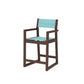 POLYWOOD EDGE Sling Counter Arm Chair — Mahogany / Dupioni Aquamarine Sling