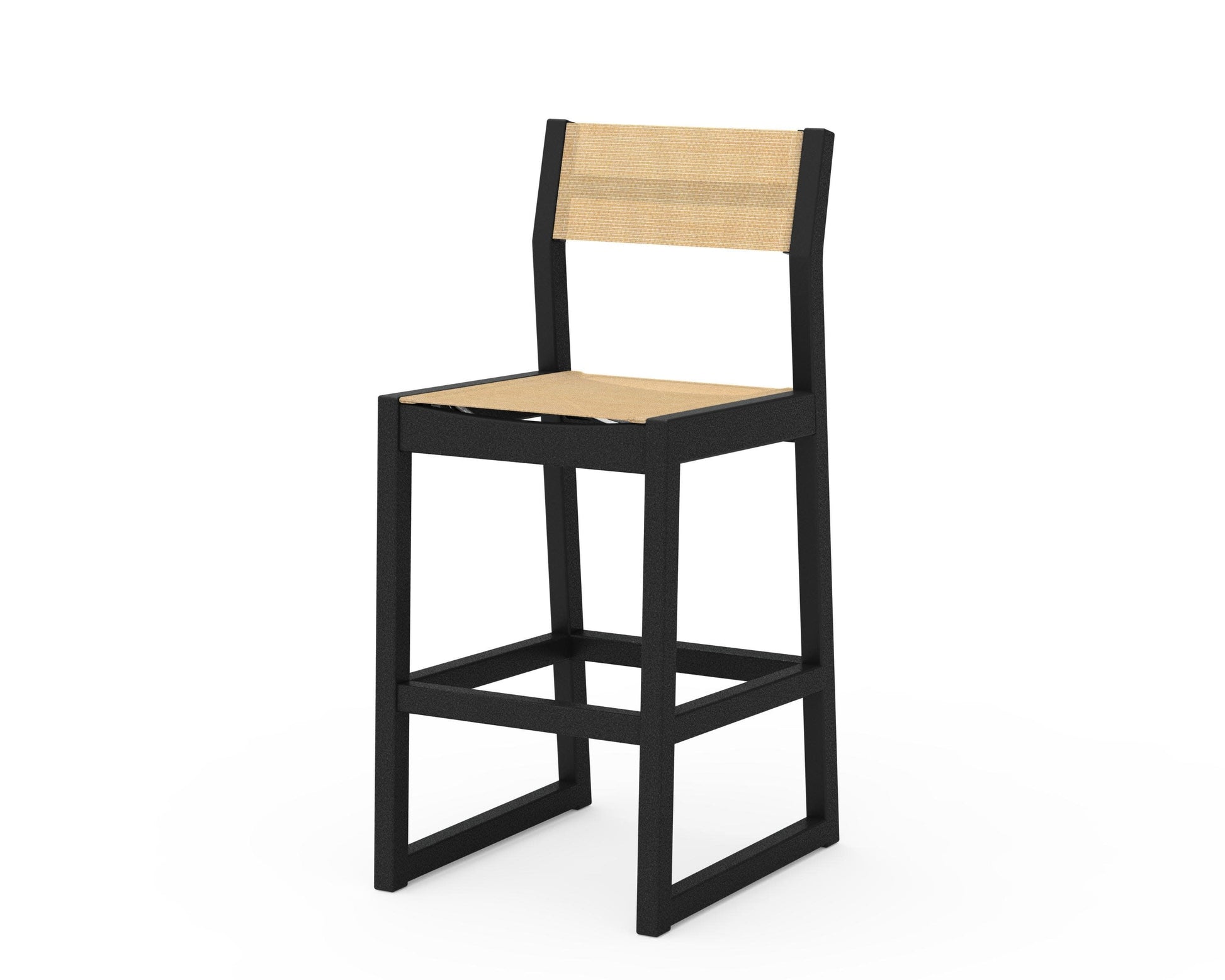 POLYWOOD EDGE Sling Bar Side Chair — Black / Dupioni Apricot Sling