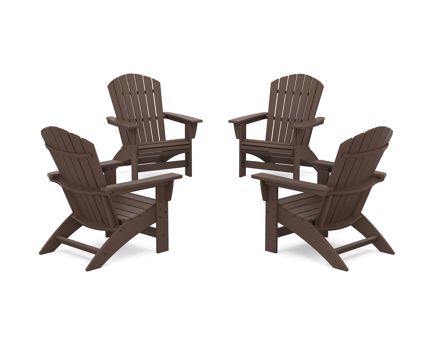 POLYWOOD 4-Piece Nautical Grand Adirondack Chair Conversation Set — Mahogany