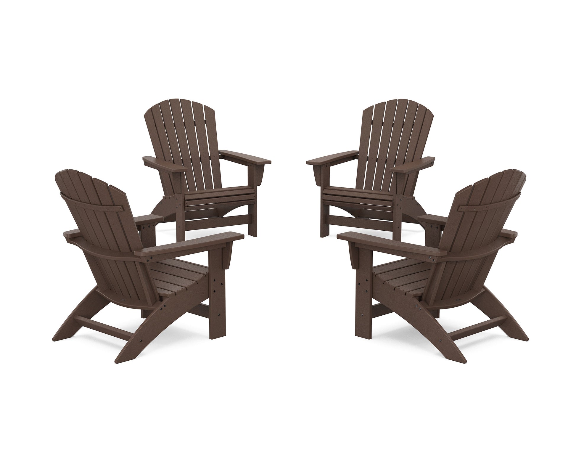 POLYWOOD 4-Piece Nautical Grand Adirondack Chair Conversation Set — Mahogany