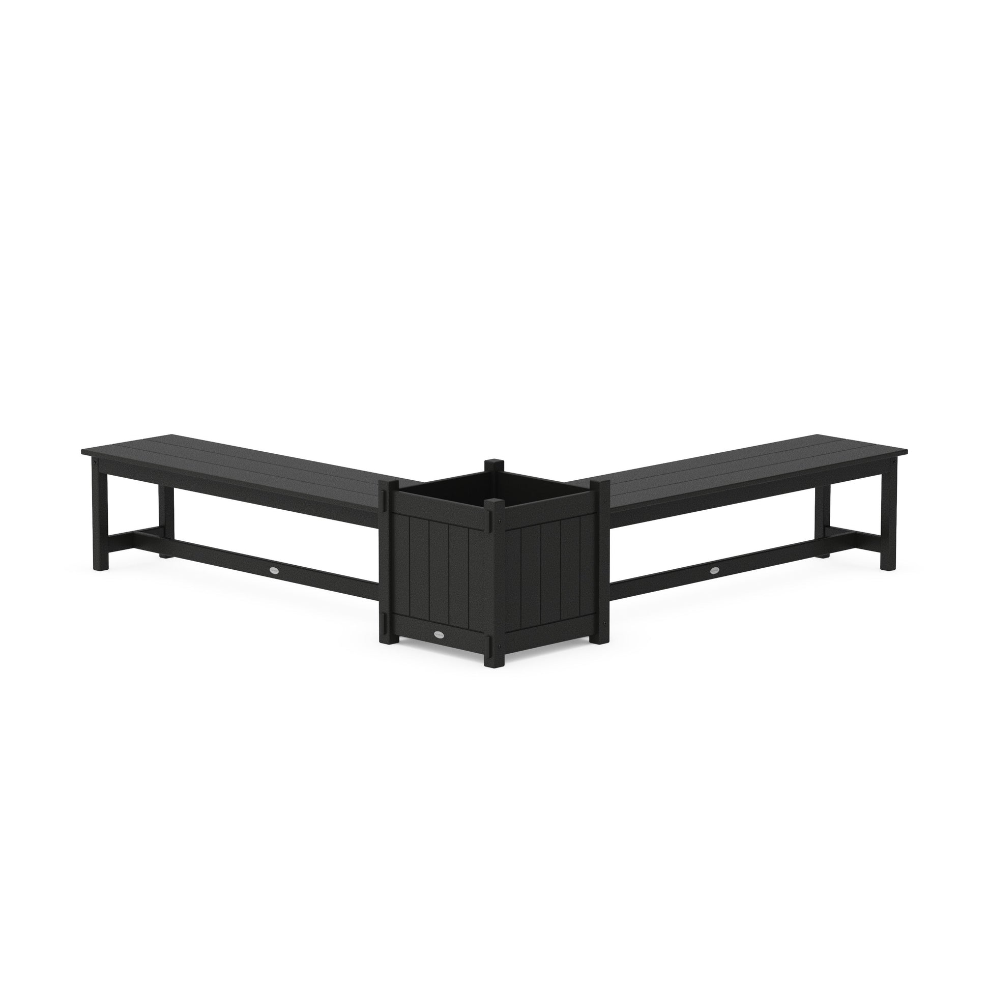POLYWOOD 60" Vineyard L- Shaped Planter Bench Set- Large — Black