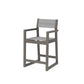 POLYWOOD EDGE Sling Counter Arm Chair — Driftwood / Metallic Sling