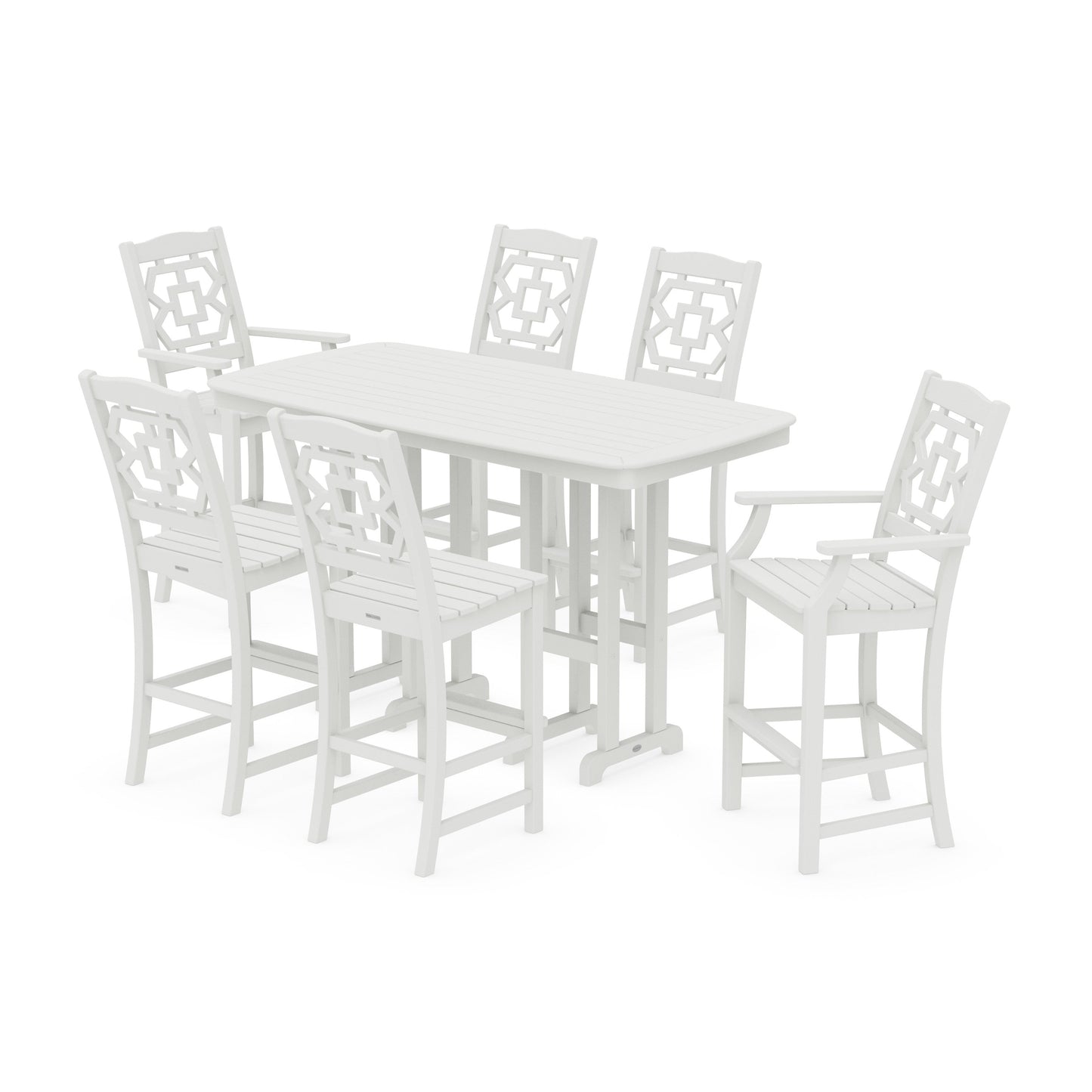 POLYWOOD Chinoiserie 7-Piece Bar Set — Vintage White