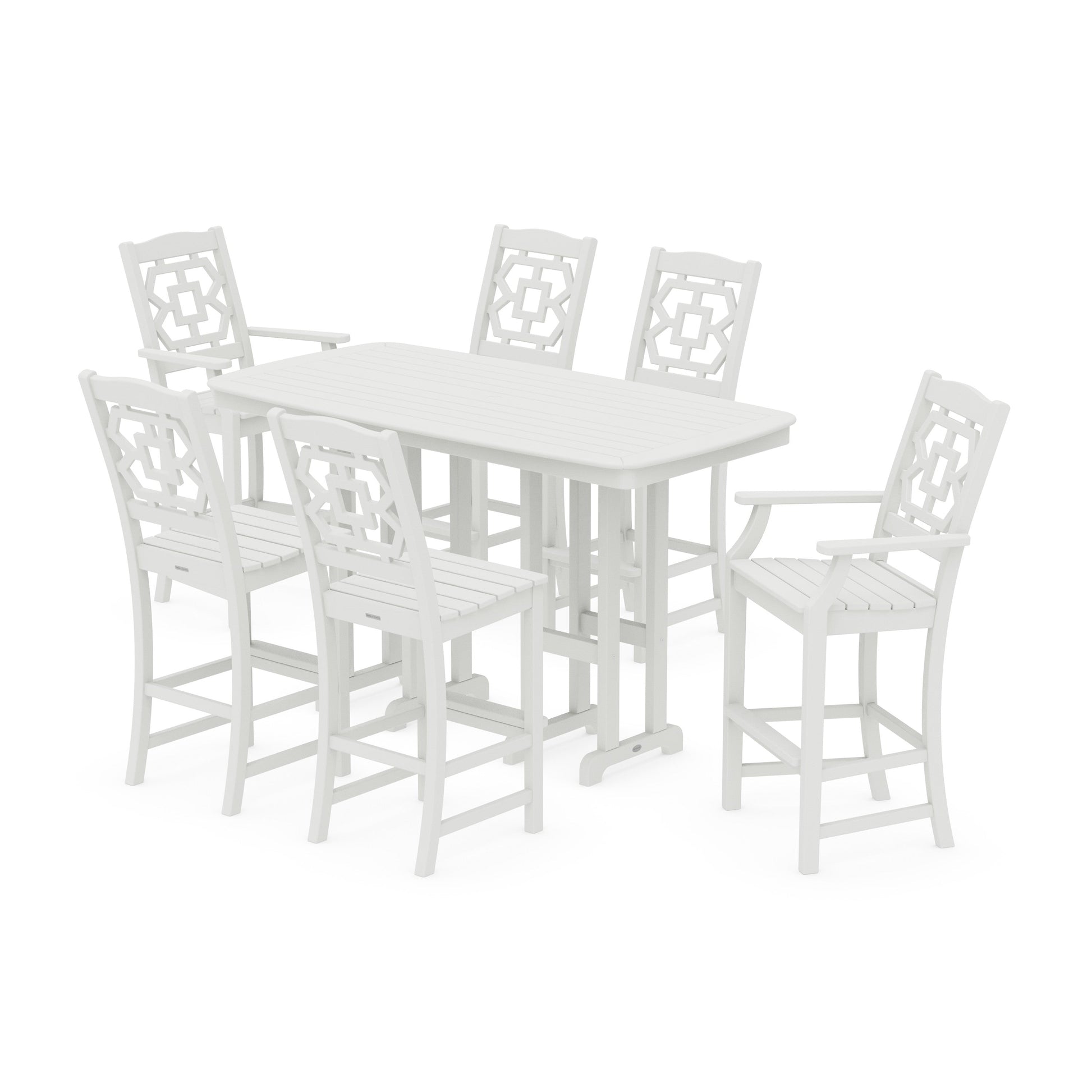 POLYWOOD Chinoiserie 7-Piece Bar Set — Vintage White