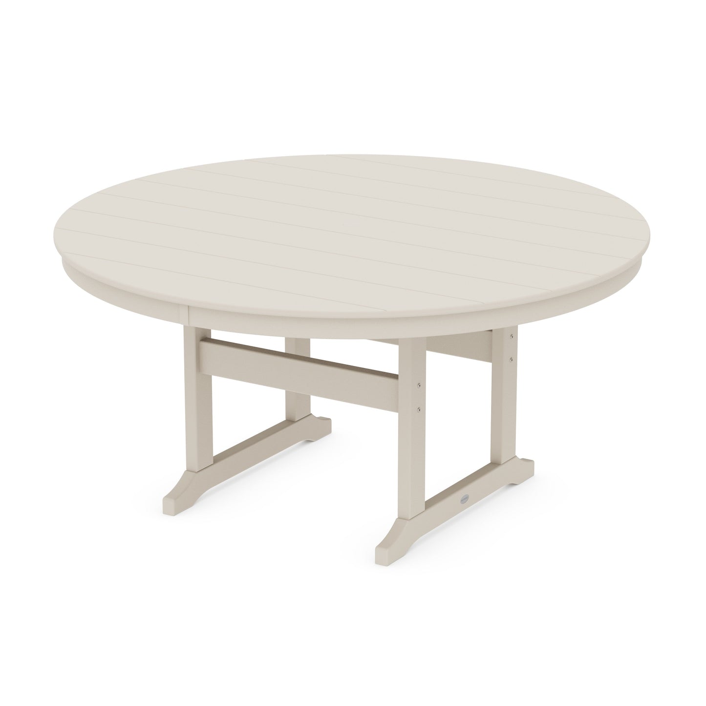 POLYWOOD 60" Round Farmhouse Dining Table — Sand