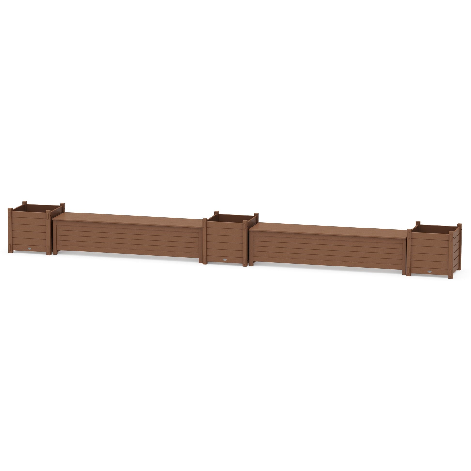 POLYWOOD 72" Nautical Straight Double Planter Storage Bench Set- Large — Teak