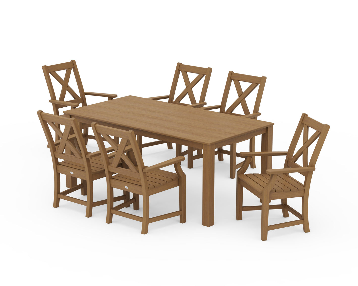 POLYWOOD Braxton Arm Chair 7-Piece Parsons Dining Set — Natural