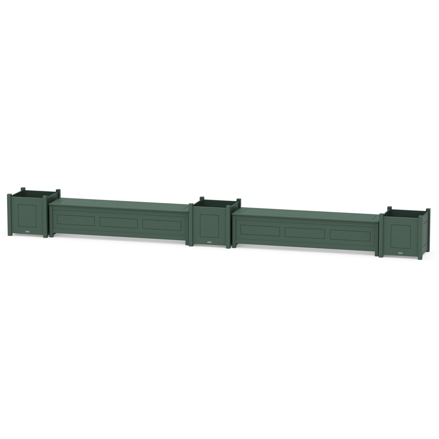 POLYWOOD 72" Country Living Straight Double Planter Storage Bench Set- Large — Green