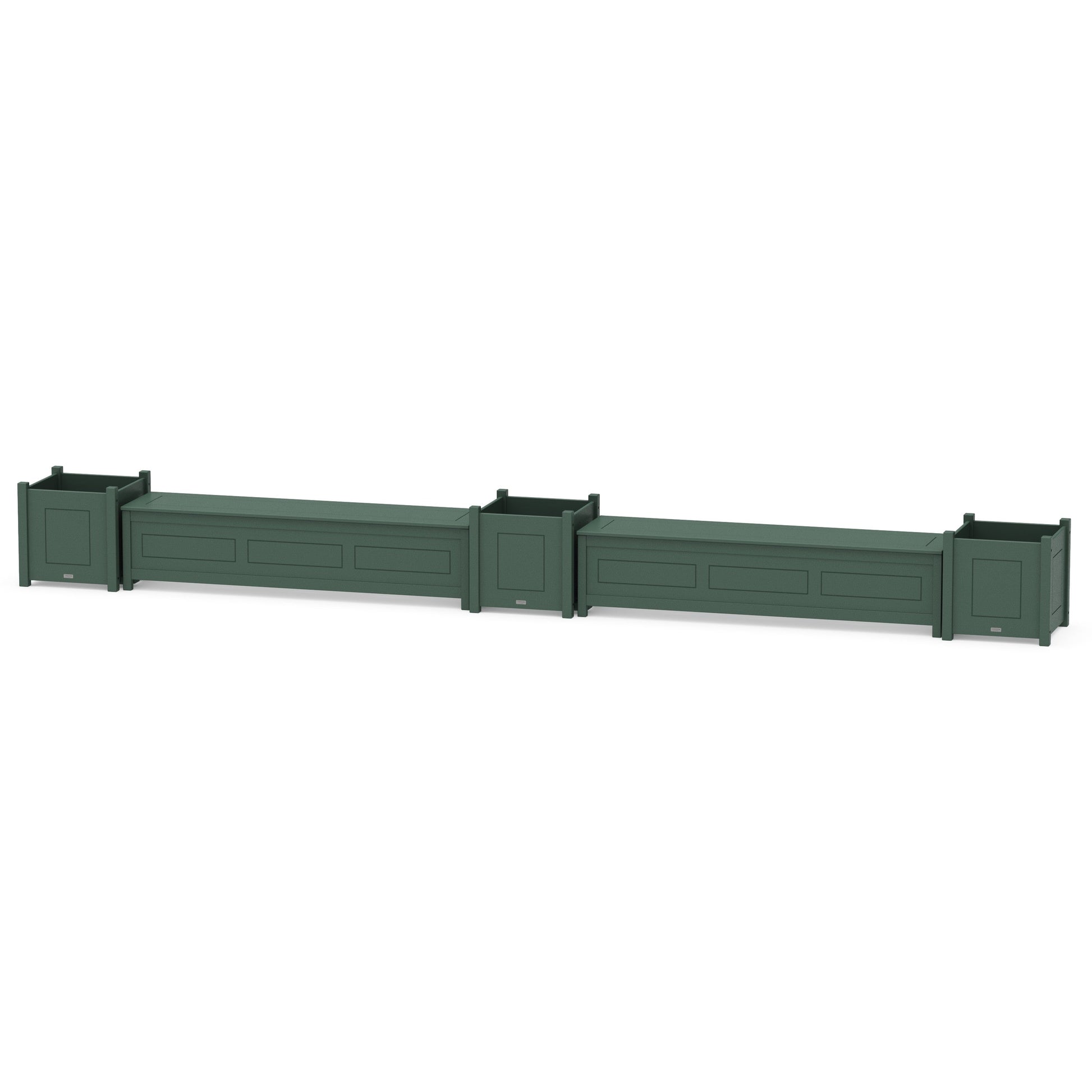 POLYWOOD 72" Country Living Straight Double Planter Storage Bench Set- Large — Green