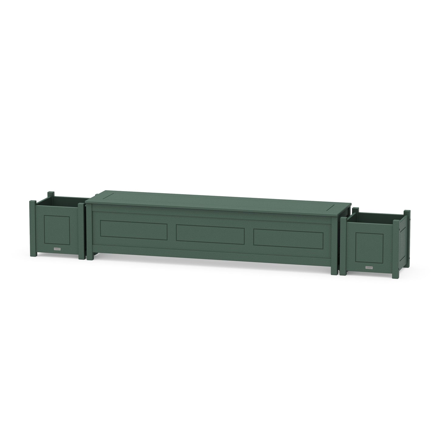 POLYWOOD 72" Country Living Straight Planter Storage Bench Set — Green
