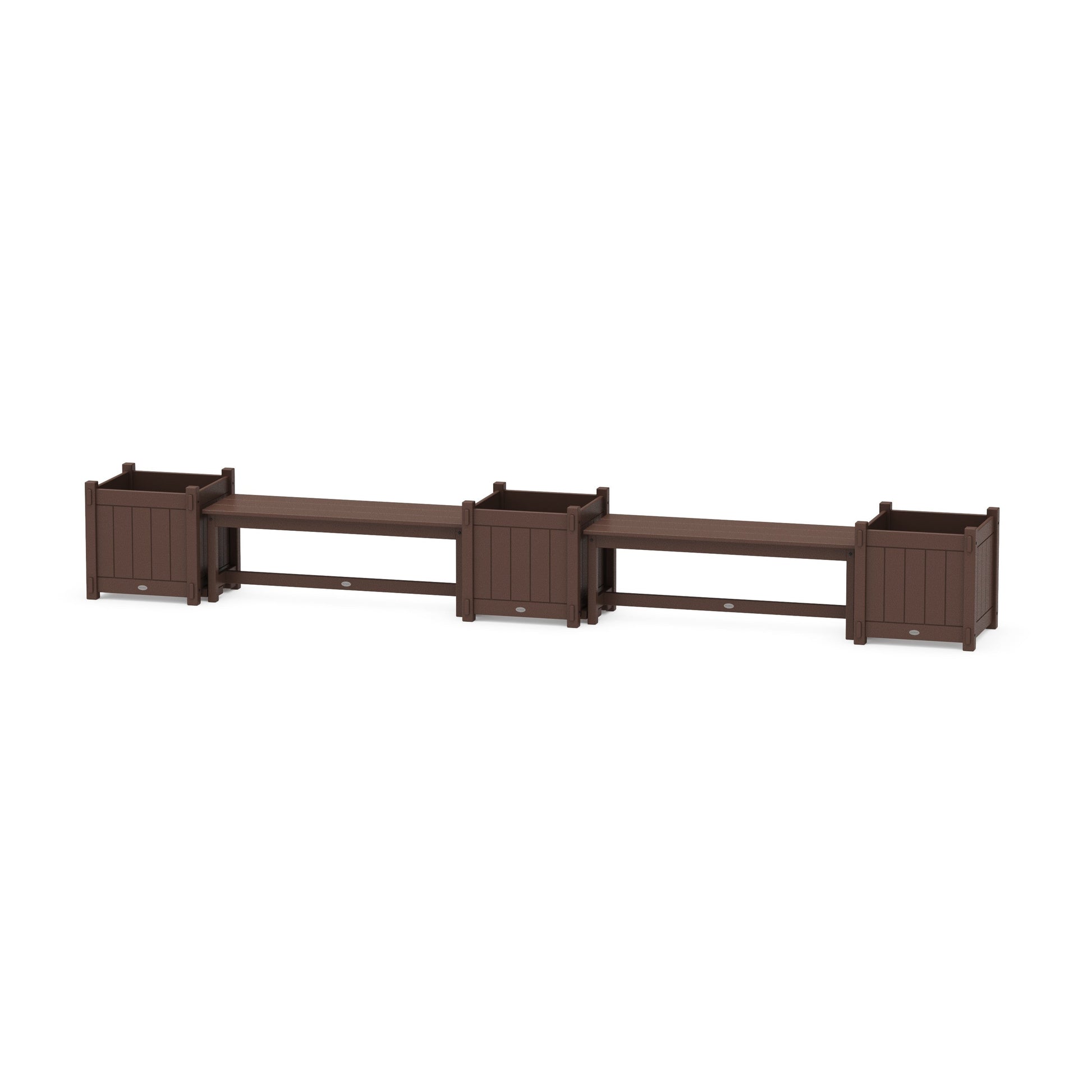 POLYWOOD 48" Vineyard Straight Double Planter Bench Set - Large — Mahogany
