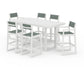 POLYWOOD EDGE Sling 7-Piece Bar Table Set — White / Dupioni Sea Mist Sling
