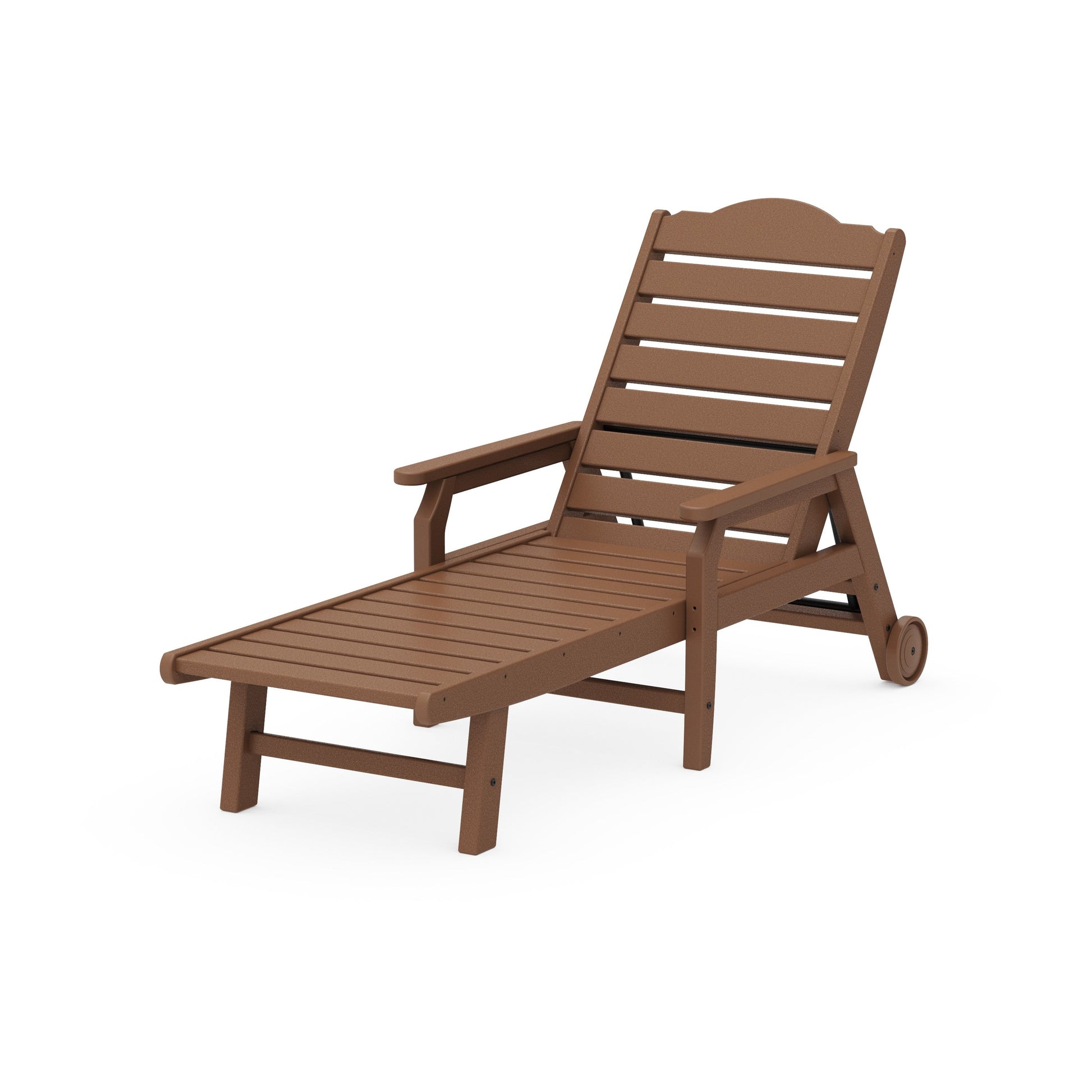 POLYWOOD Savannah Chaise with Arms and Wheels — Teak