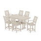 POLYWOOD Chinoiserie Arm Chair 7-Piece Farmhouse Counter Set with Trestle Legs — Sand