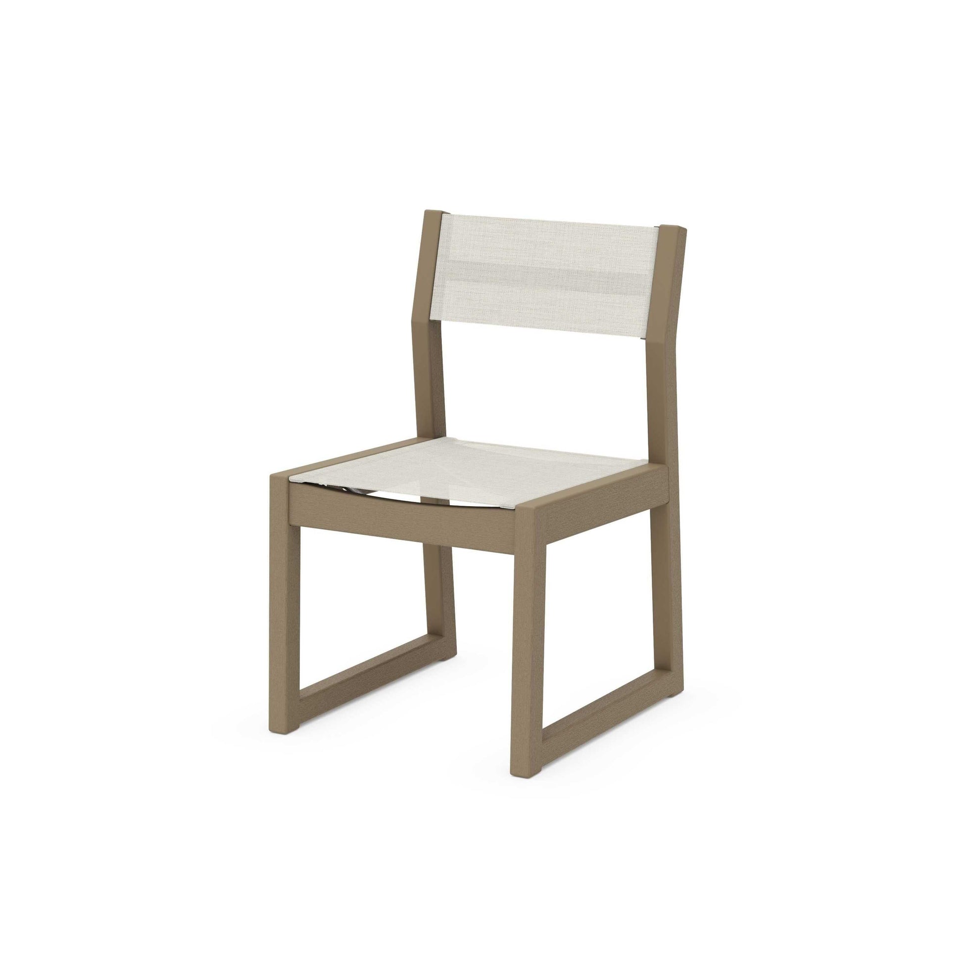 POLYWOOD EDGE Sling Dining Side Chair — Vintage Sahara / Parchment Sling