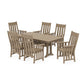 POLYWOOD Acadia Arm Chair 7-Piece Farmhouse Dining Set with Trestle Legs — Vintage Sahara