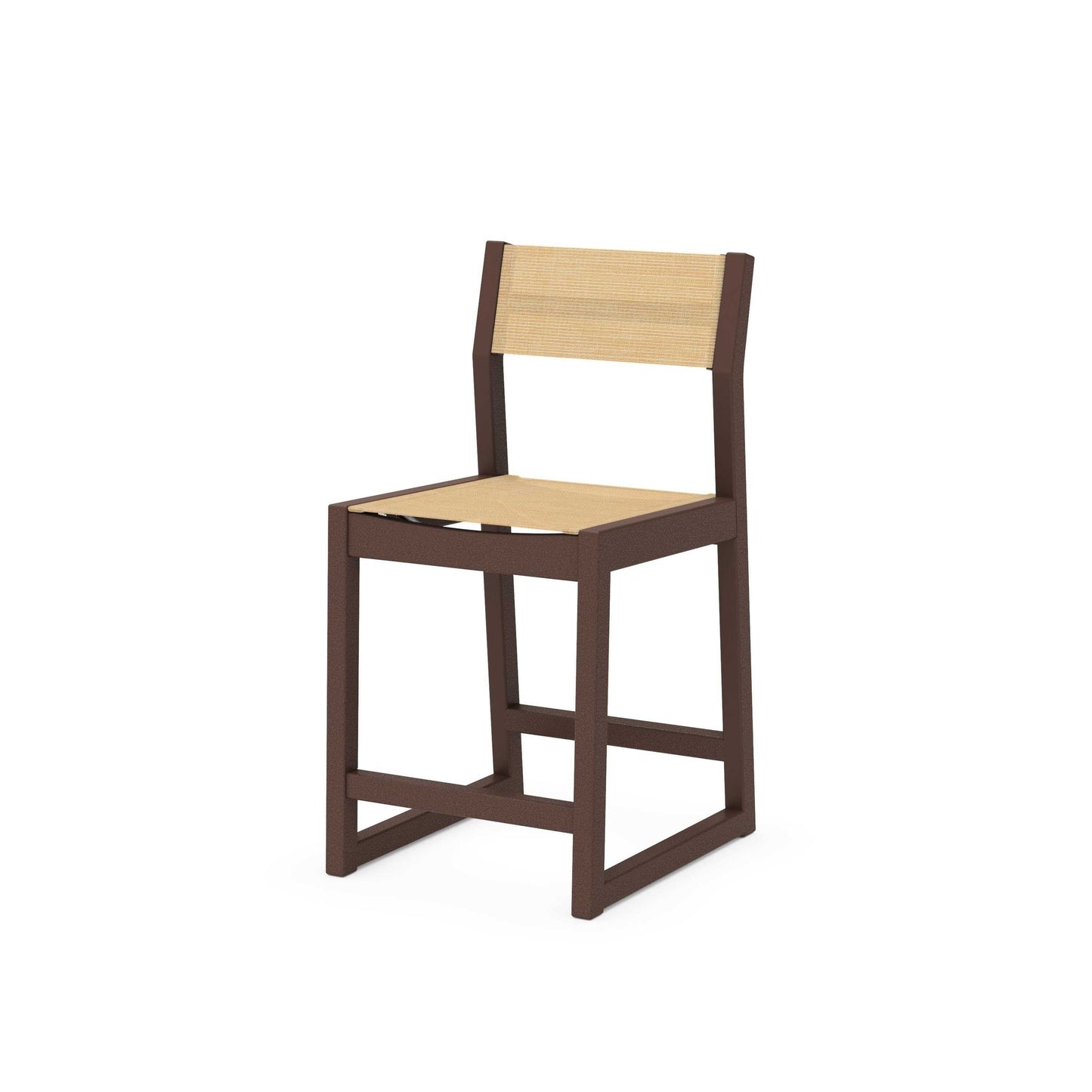 POLYWOOD EDGE Sling Counter Side Chair — Mahogany / Dupioni Apricot Sling