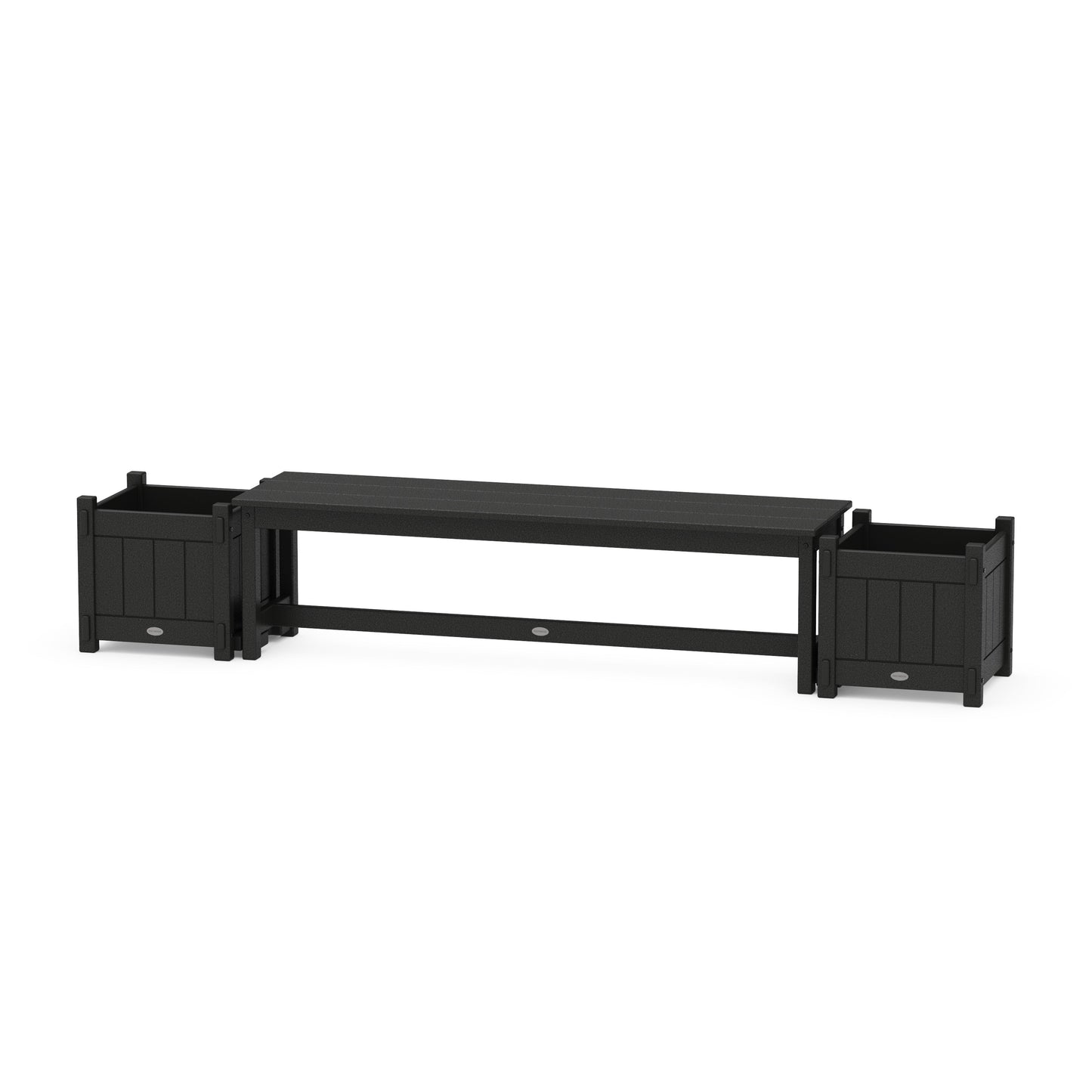 POLYWOOD 60" Vineyard Straight Planter Bench Set — Black